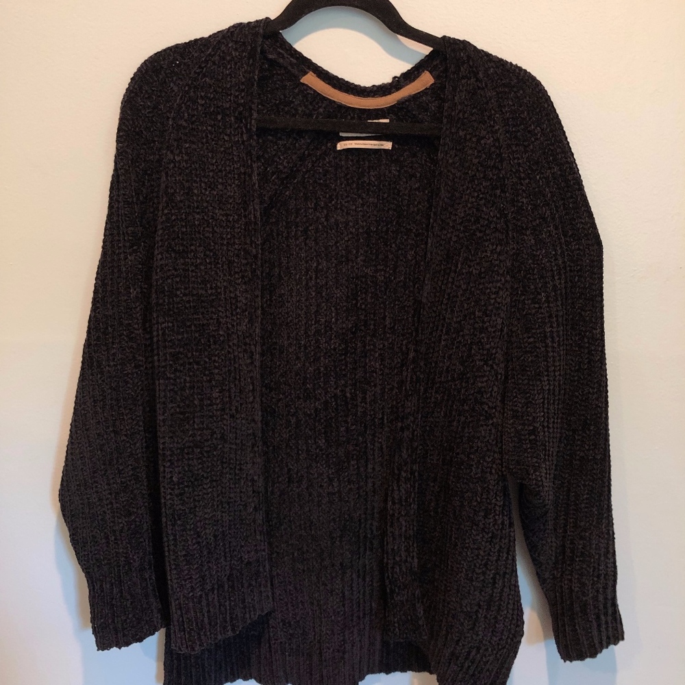 Urban Outfitters Navy Velvet Knit Cardigan
